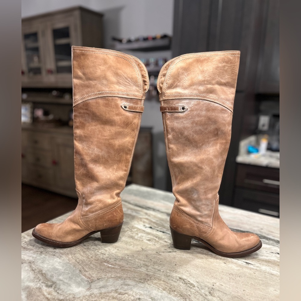 FRYE Jane Tall Knee High Leather Cuff Boots